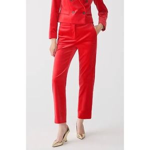 J. Crew Kate Straight Leg Pants Stretch Velvet Festival Red Size 0